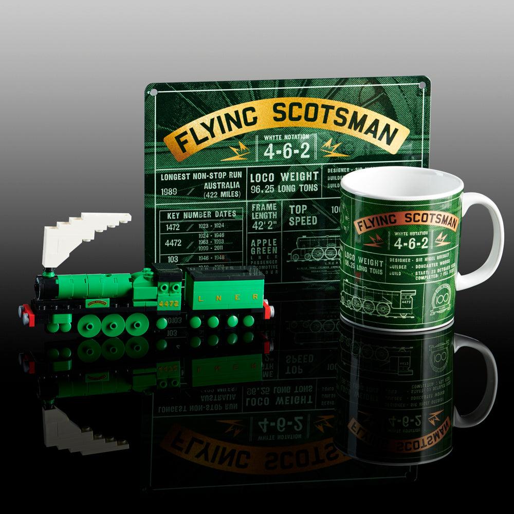 National Railway Museum Flying Scotsman Fact File Mug and Metal Sings - City Bricks - Train, Locomotive Gift & Toy - Science Museum Shop