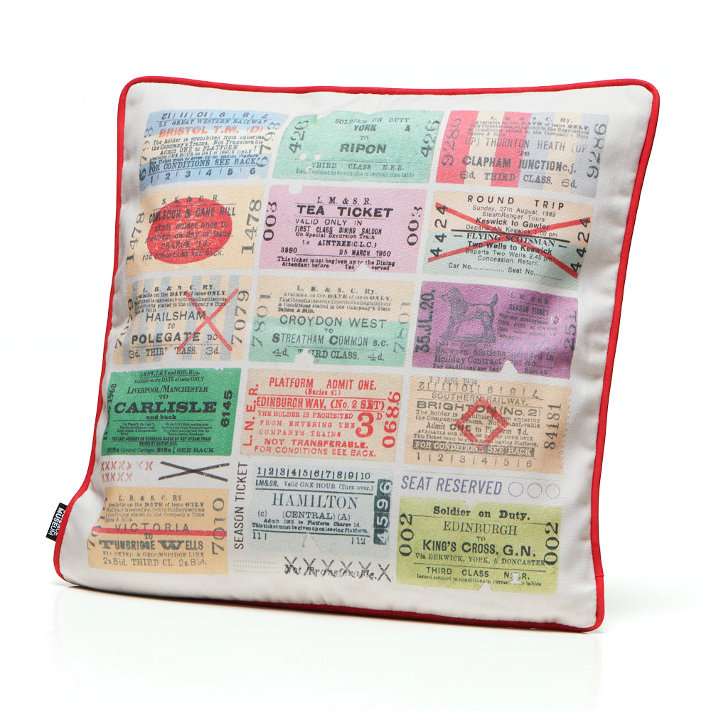 National Railway Museum Railway 200 Ticket Archive Cushion Home Accessories - Science Museum Shop