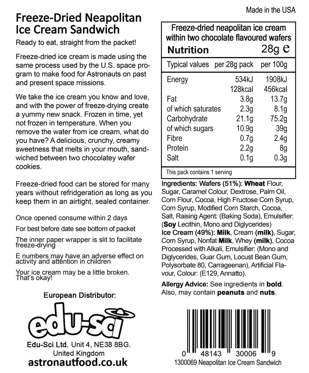 Neapolitan Ice Cream Sandwich Space Food Food - Science Museum Shop