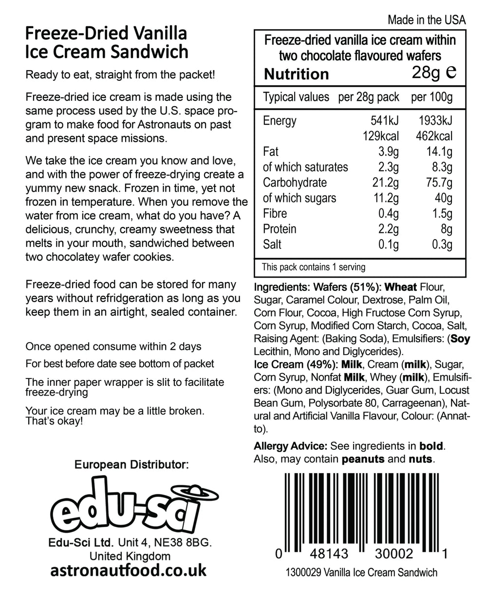 Space Food Ice Cream Sandwich Food - Science Museum Shop