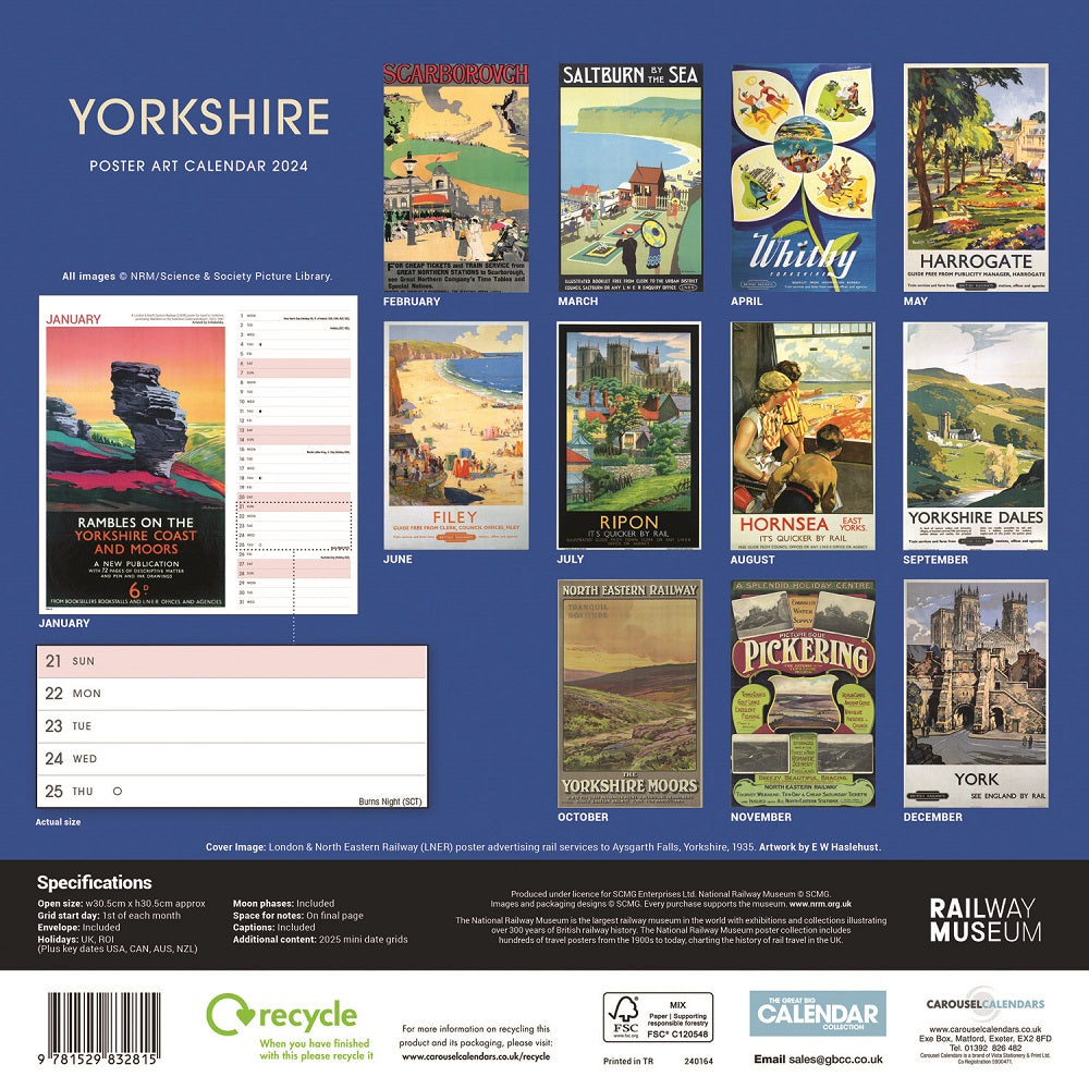 National Railway Museum - Yorkshire Poster Art 2024 Calendar