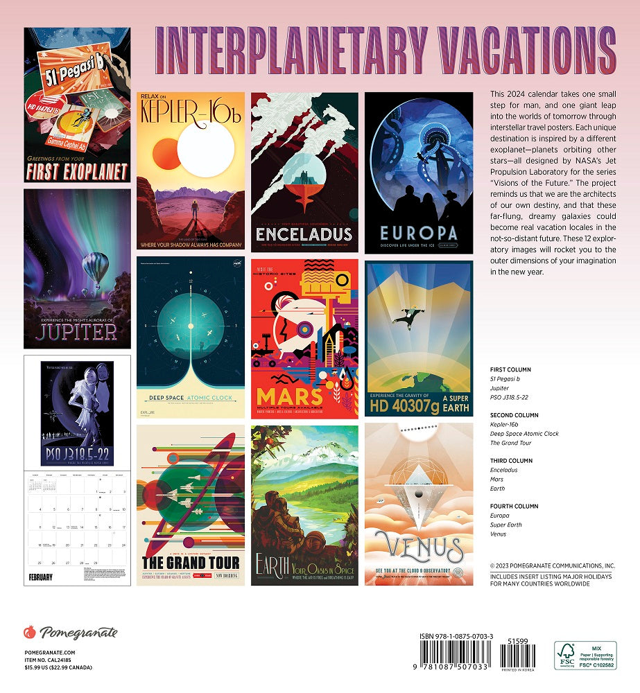 Interplanetary Vacations 2024 Calendar