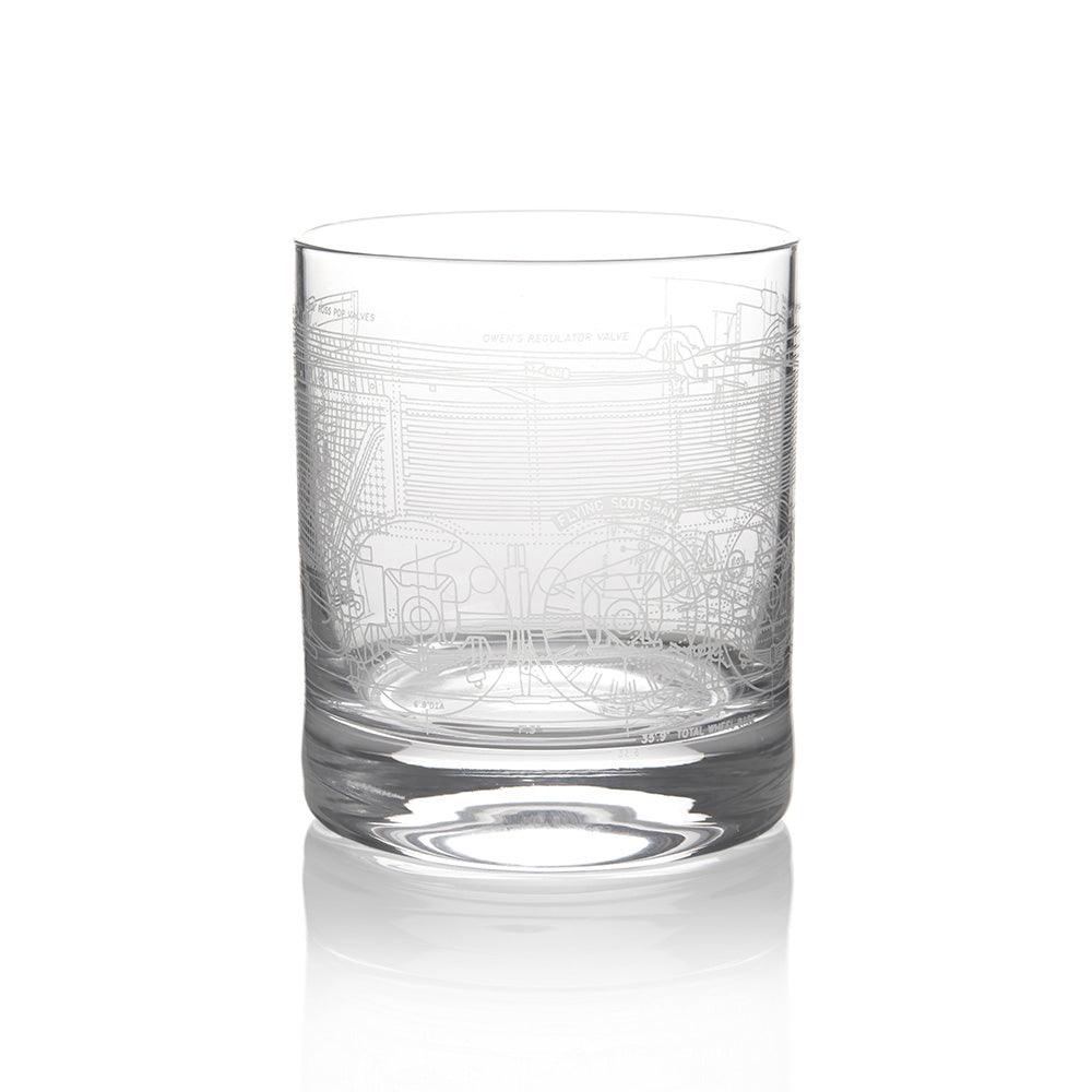 National Railway Museum Flying Scotsman Blueprint Whisky Glass Tumbler Glasses - Science Museum Shop