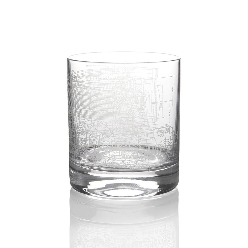 National Railway Museum Flying Scotsman Blueprint Whisky Glass Tumbler Glasses - Science Museum Shop