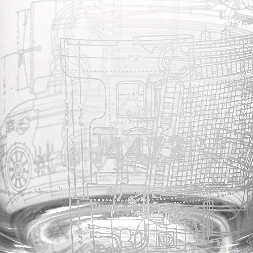 National Railway Museum Flying Scotsman Blueprint Whisky Glass Tumbler Glasses - Science Museum Shop