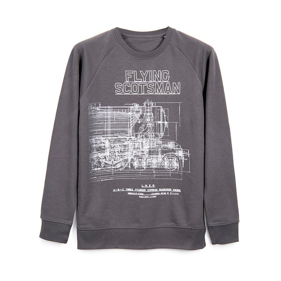 National Railway Museum Flying Scotsman Sweatshirt Blueprint - Clothing - Train, Locomotive-Science Museum Shop