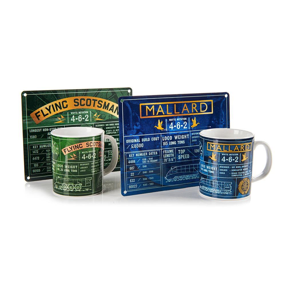 National Railway Museum Mallard & Flying Scotsman Fact File Metal Signs and mugs - Train Locomotive Gift - Science Museum Shop