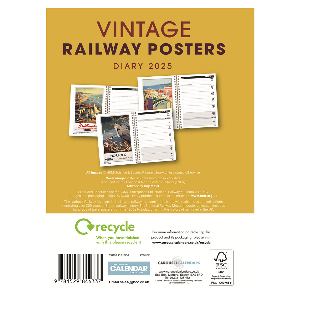 National Railway Museum Vintage Railway Posters A5 2025 Diary - Train, Locomotive Gifts - Science Museum Shop