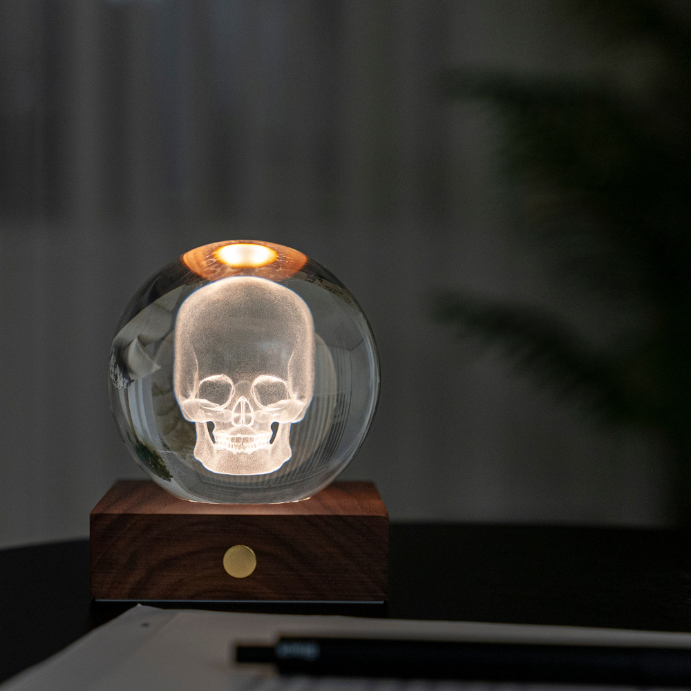 Gingko Design Amber 3D Laser Light - Skull