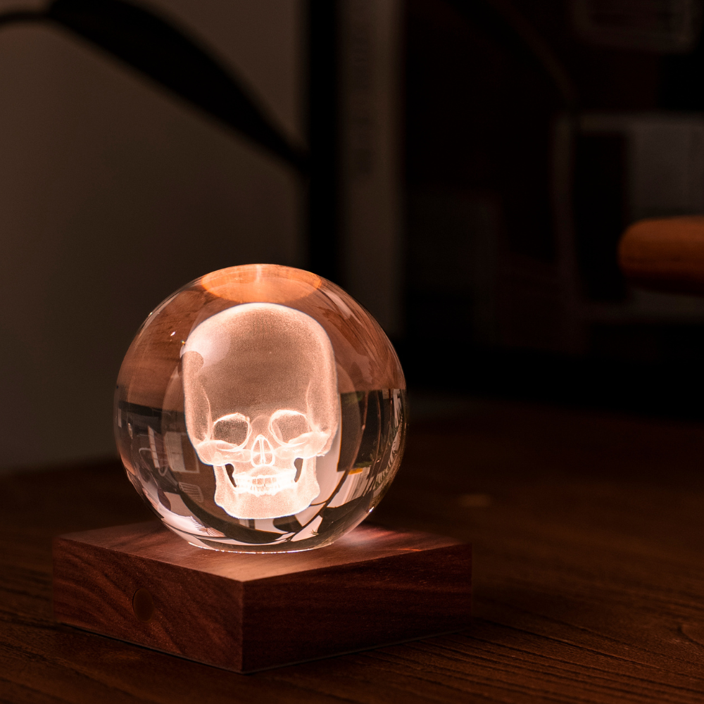 Gingko Design Amber 3D Laser Light - Skull