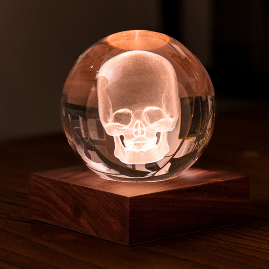 Gingko Design Amber 3D Laser Light - Skull