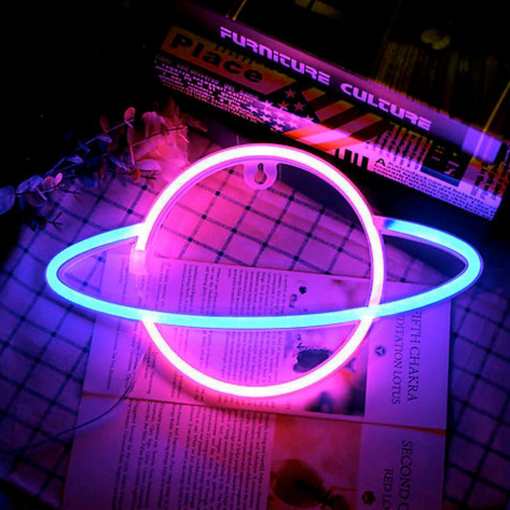 Neon Style Saturn LED Light Lighting & Lamps - Science Museum Shop