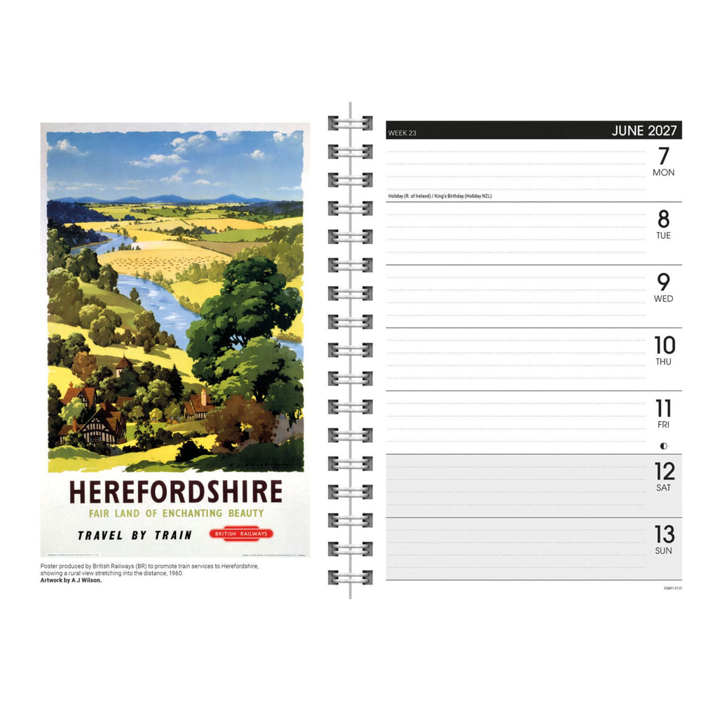 Vintage Railway Posters A5 2027 Diary Calendars - Science Museum Shop