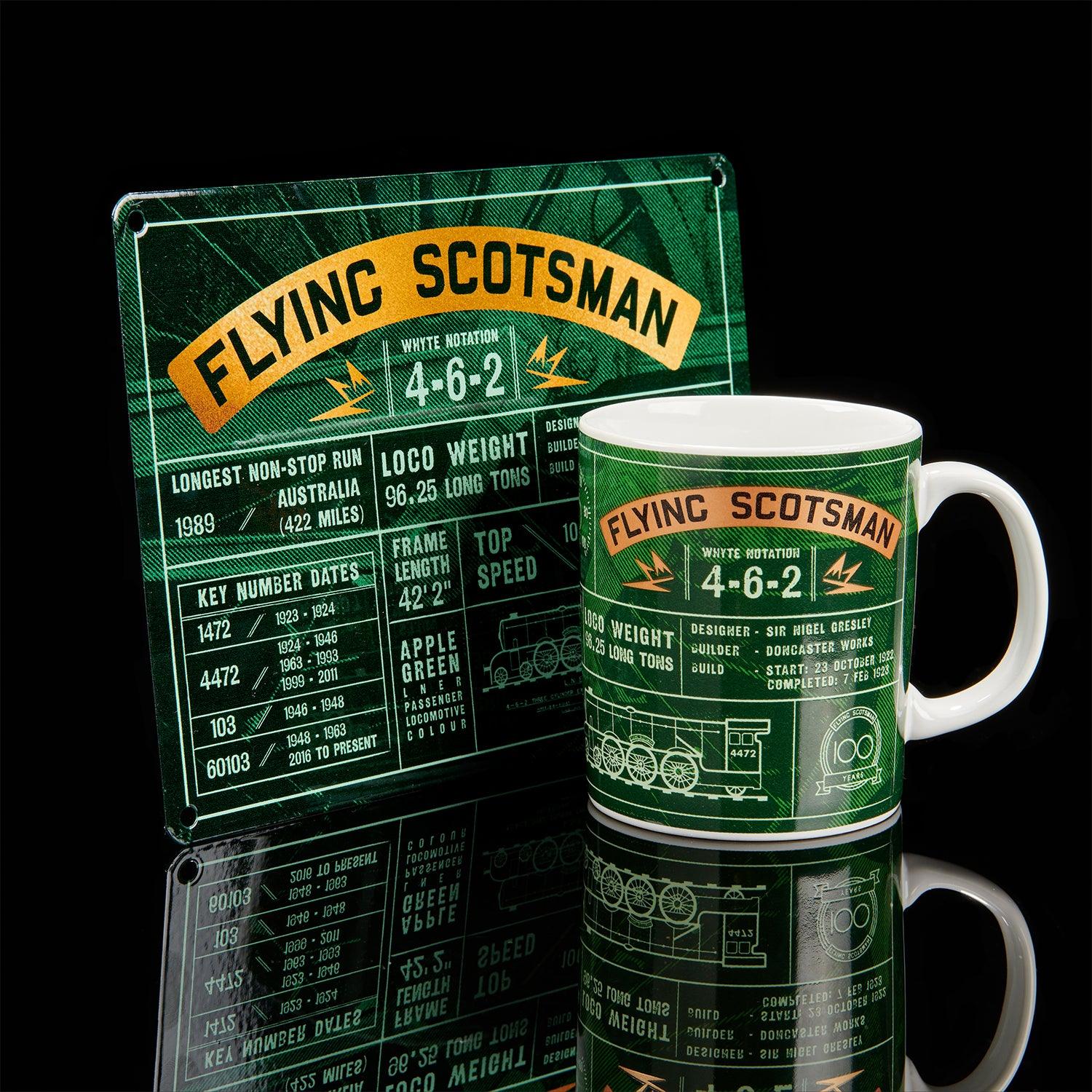National Railway Museum Flying Scotsman Fact File Metal Sign and mug - Science Museum Shop