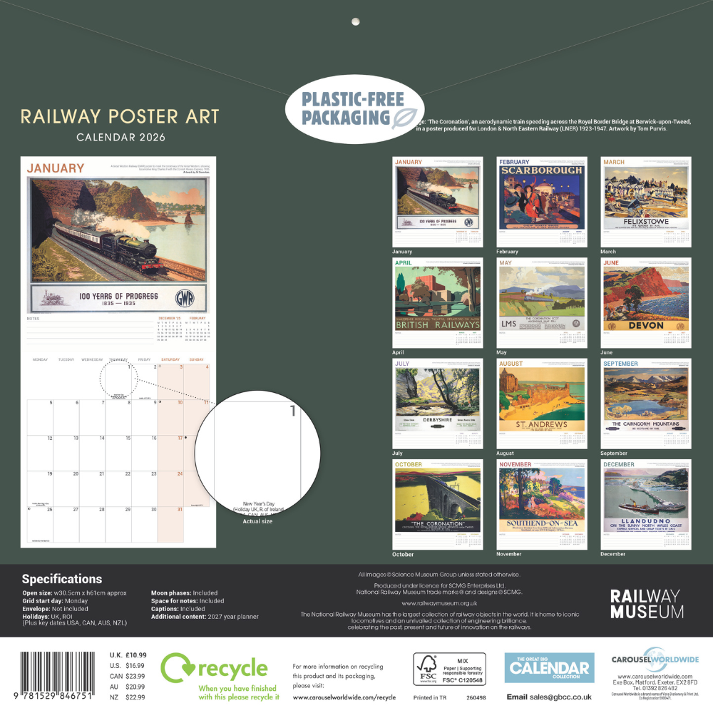 National Railway Museum Poster Art Calendar 2026 Calendars - Science Museum Shop