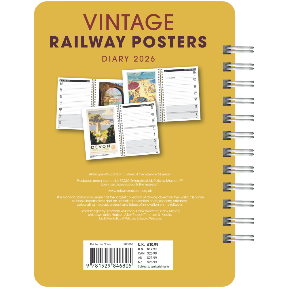 National Railway Museum Vintage Railway Posters Diary 2026 Calendars - Science Museum Shop