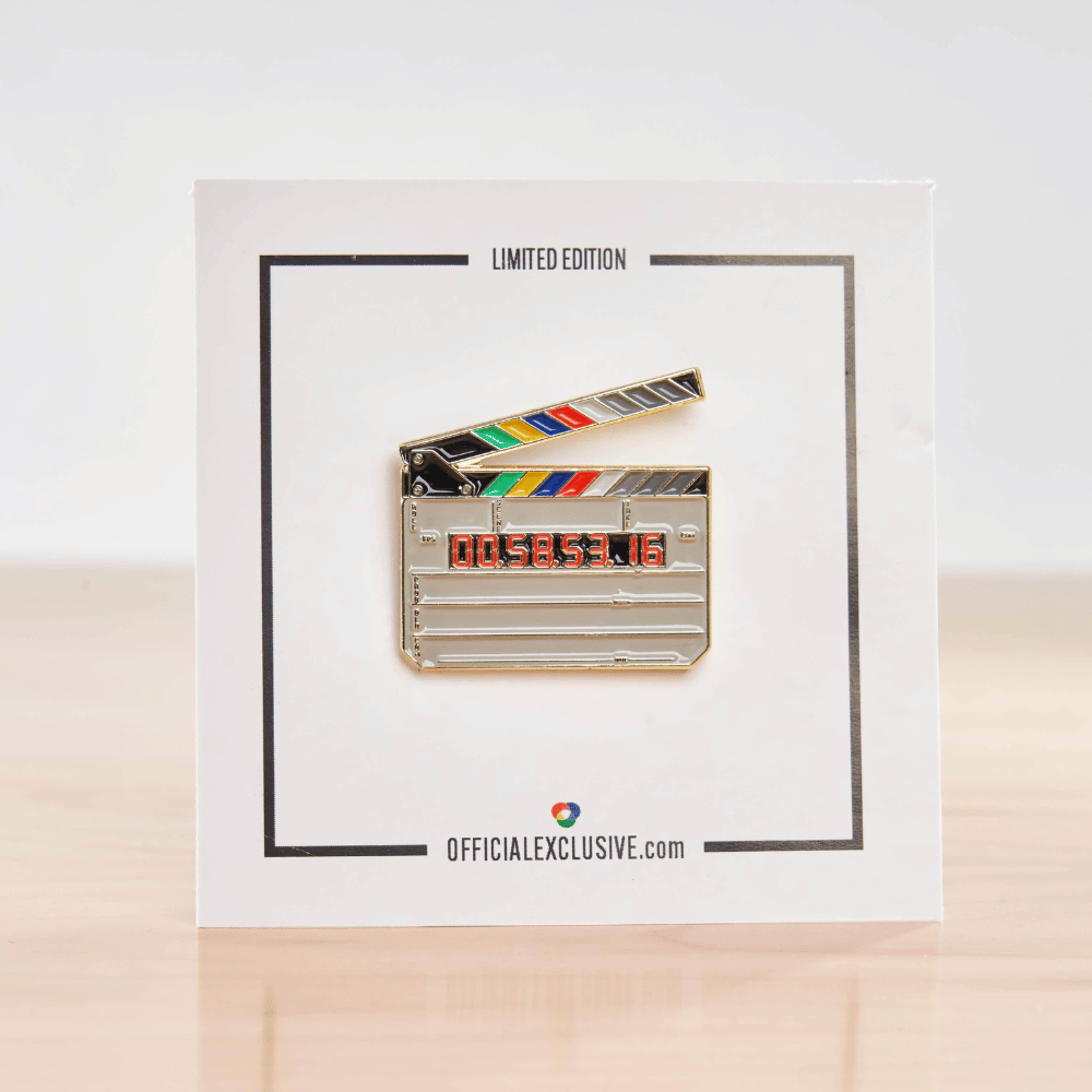 Clapperboard Pin Badge - Gold-plated Brass