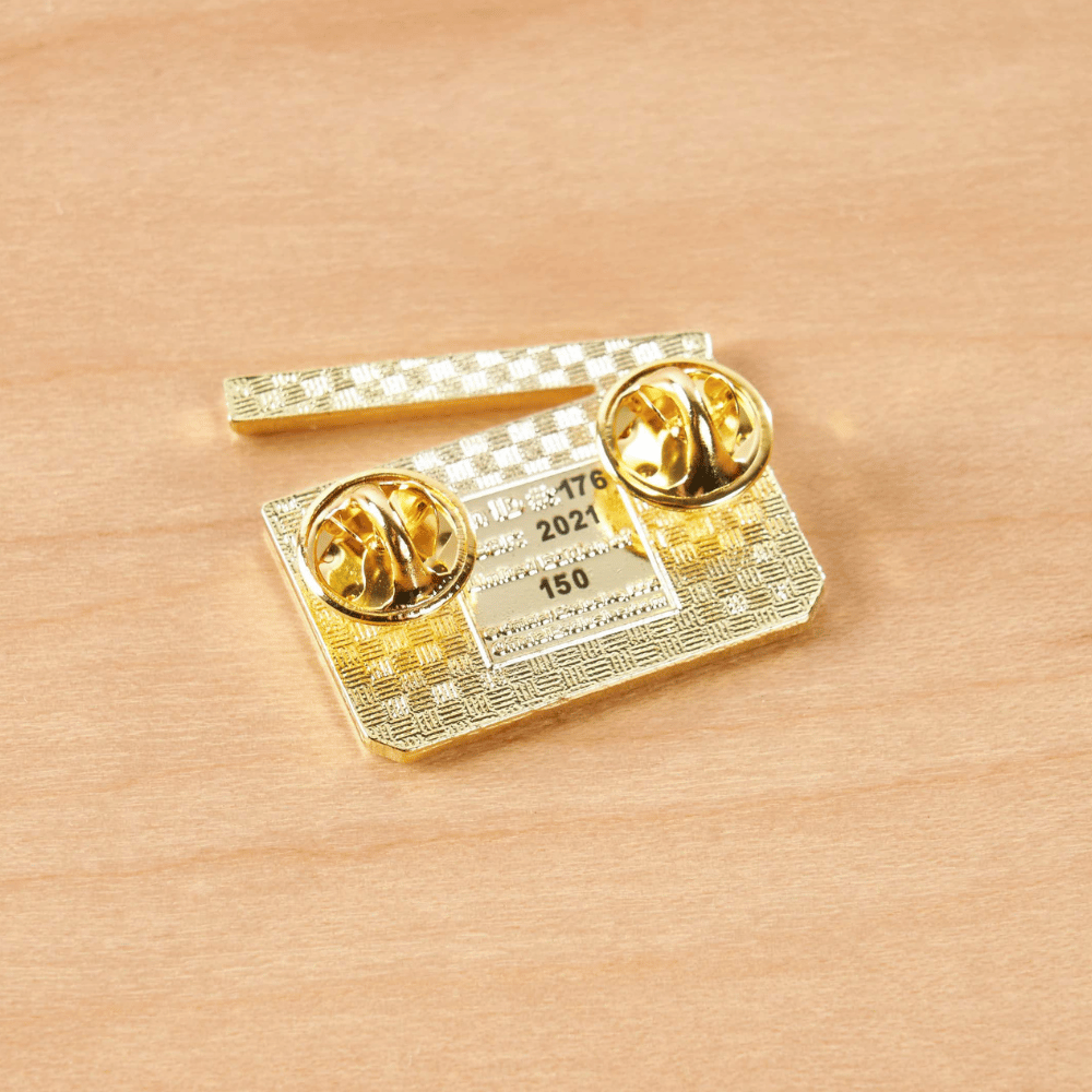 Clapperboard Pin Badge - Gold-plated Brass