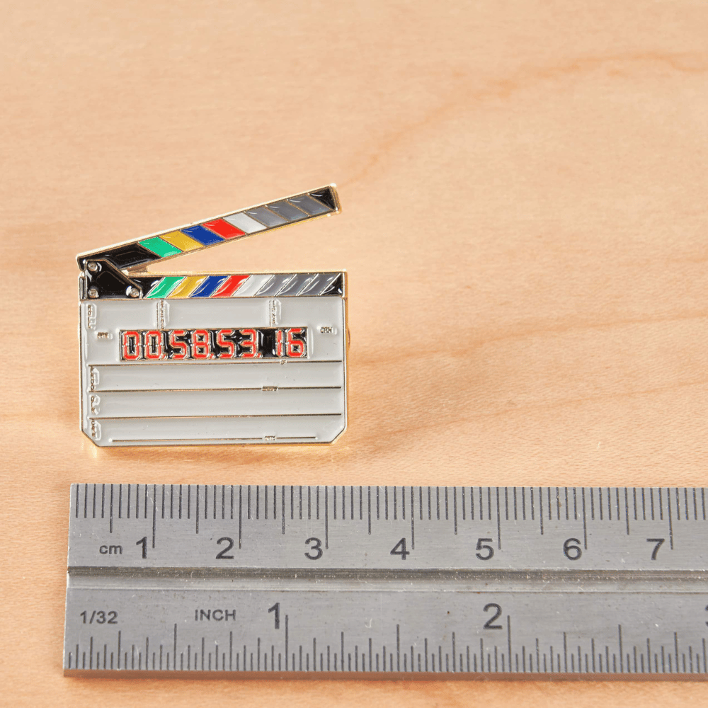Clapperboard Pin Badge - Gold-plated Brass