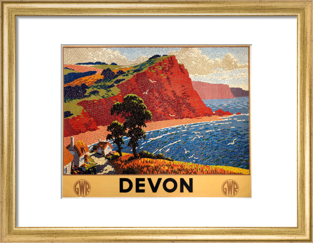'Devon', GWR poster, 1936. art print small gold Art Print - Science Museum Shop