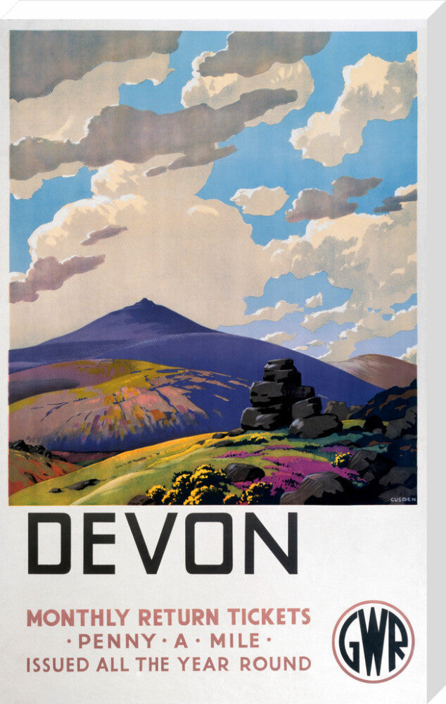 'Devon' GWR poster, 1937. stretched canvas extra large none Art Print - Science Museum Shop