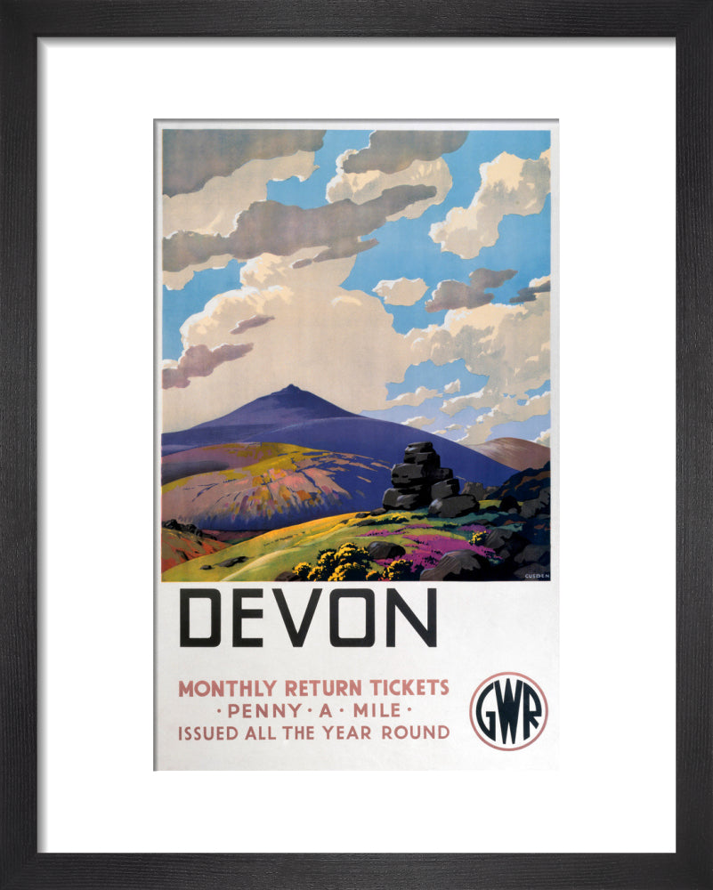 'Devon' GWR poster, 1937. art print extra small black Art Print - Science Museum Shop