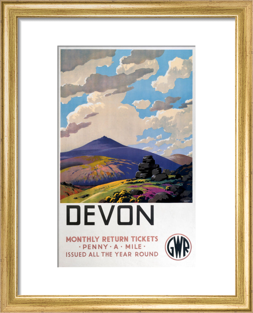 'Devon' GWR poster, 1937. art print extra small gold Art Print - Science Museum Shop