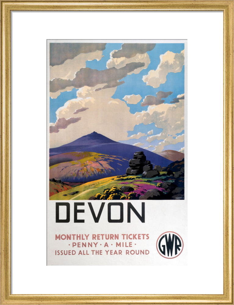 'Devon' GWR poster, 1937. art print medium gold Art Print - Science Museum Shop