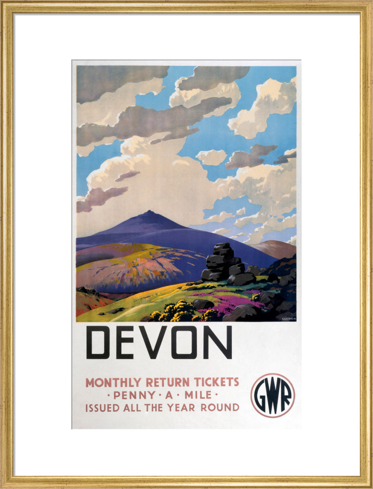 'Devon' GWR poster, 1937. art print large gold Art Print - Science Museum Shop
