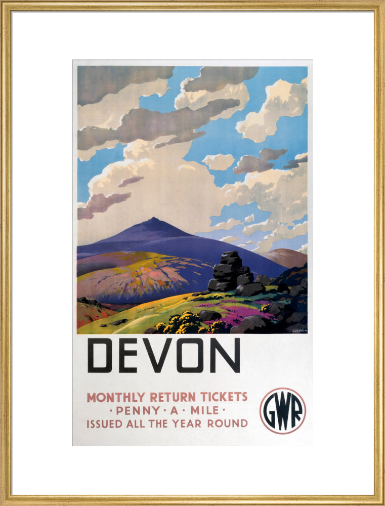 'Devon' GWR poster, 1937. art print extra large gold Art Print - Science Museum Shop