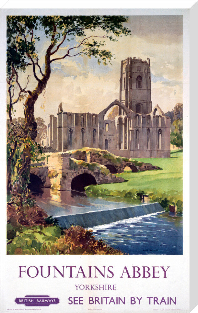 'Fountains Abbey, Yorkshire', BR (NER) poster, 1956. stretched canvas extra large none Art Print - Science Museum Shop