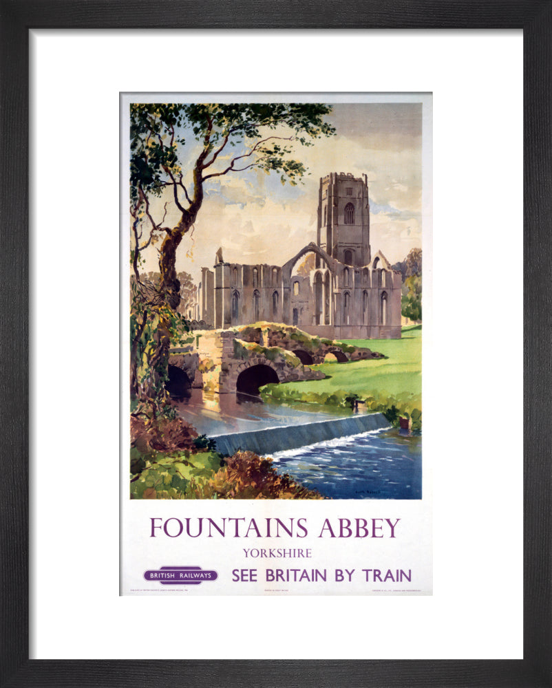 'Fountains Abbey, Yorkshire', BR (NER) poster, 1956. art print extra small black Art Print - Science Museum Shop