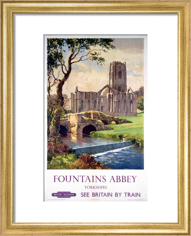 'Fountains Abbey, Yorkshire', BR (NER) poster, 1956. art print extra small gold Art Print - Science Museum Shop