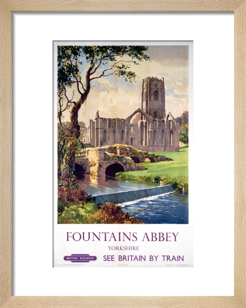'Fountains Abbey, Yorkshire', BR (NER) poster, 1956. art print extra small natural Art Print - Science Museum Shop
