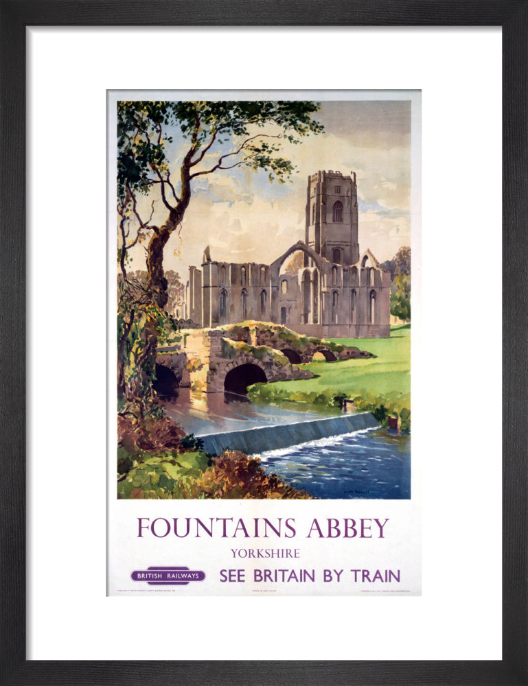 'Fountains Abbey, Yorkshire', BR (NER) poster, 1956. art print small black Art Print - Science Museum Shop