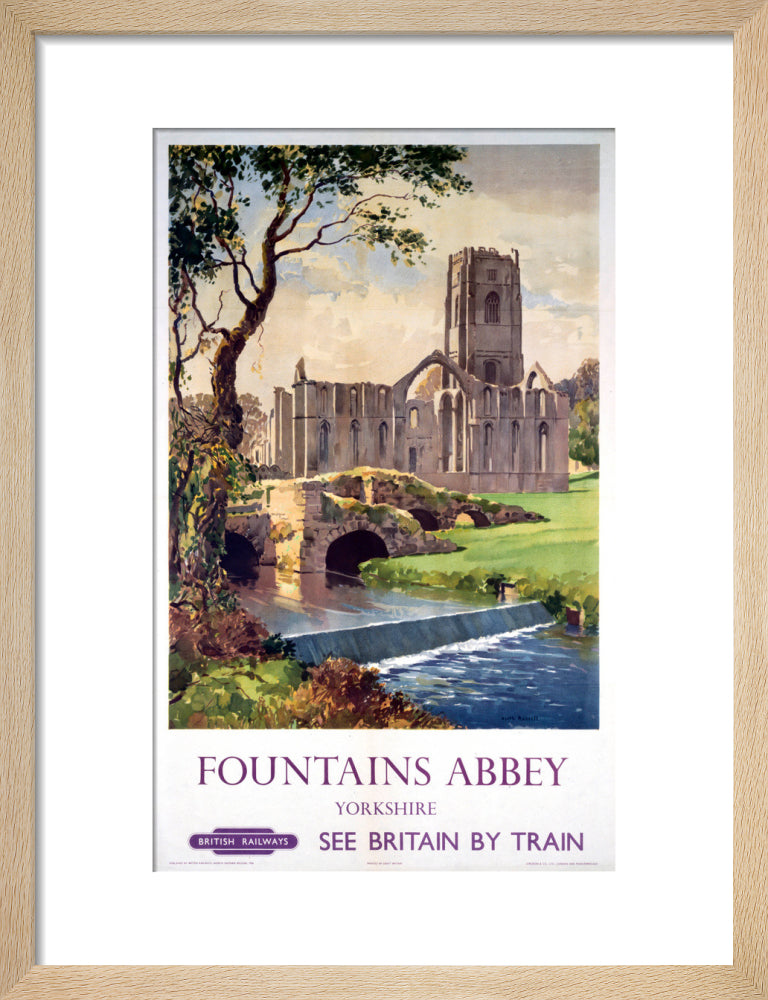 'Fountains Abbey, Yorkshire', BR (NER) poster, 1956. art print small natural Art Print - Science Museum Shop