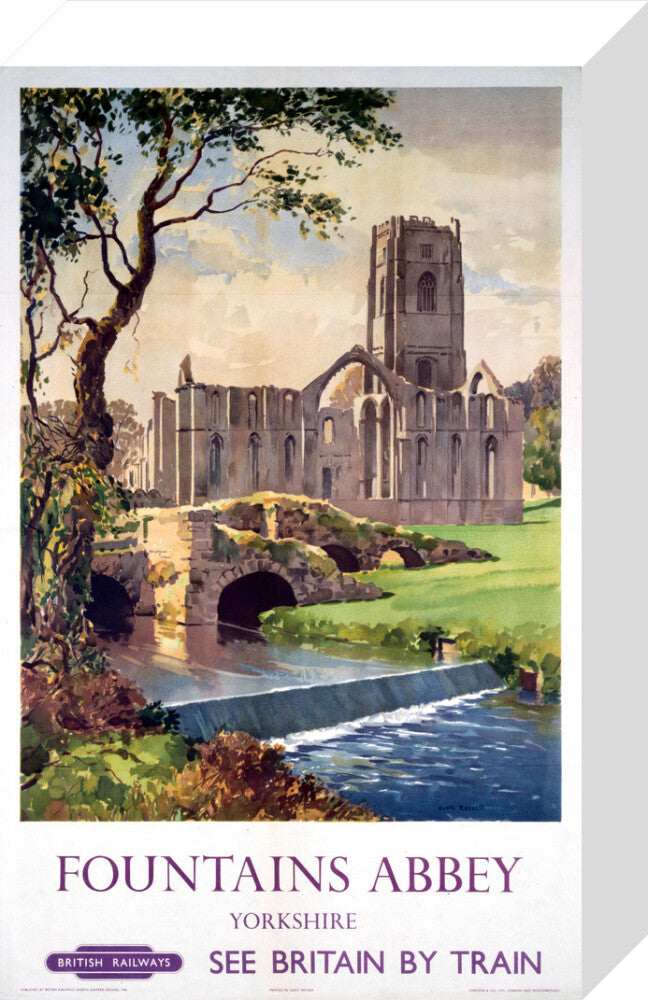 'Fountains Abbey, Yorkshire', BR (NER) poster, 1956. stretched canvas small none Art Print - Science Museum Shop