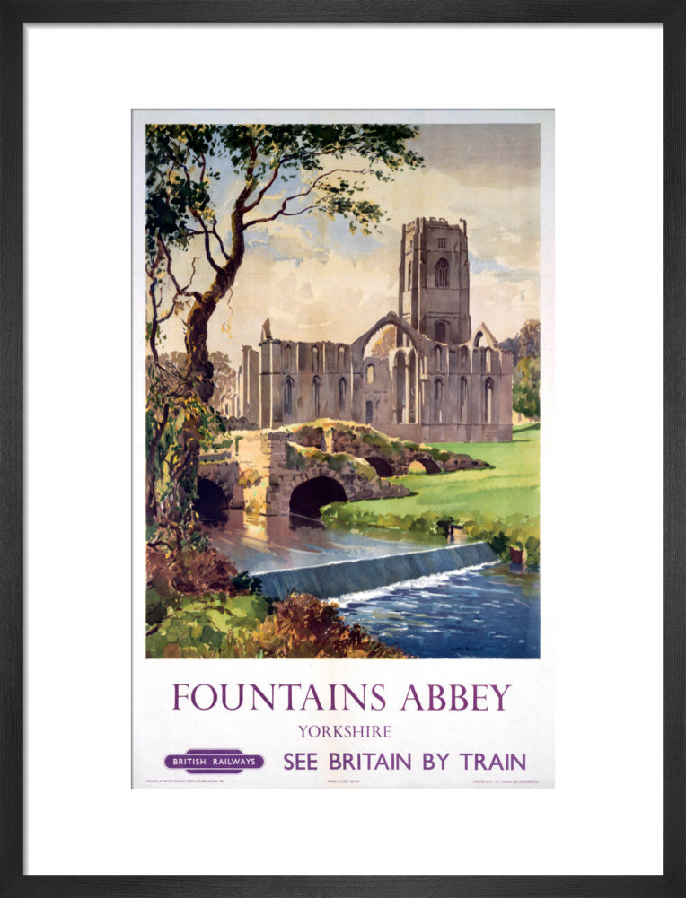 'Fountains Abbey, Yorkshire', BR (NER) poster, 1956. art print medium black Art Print - Science Museum Shop