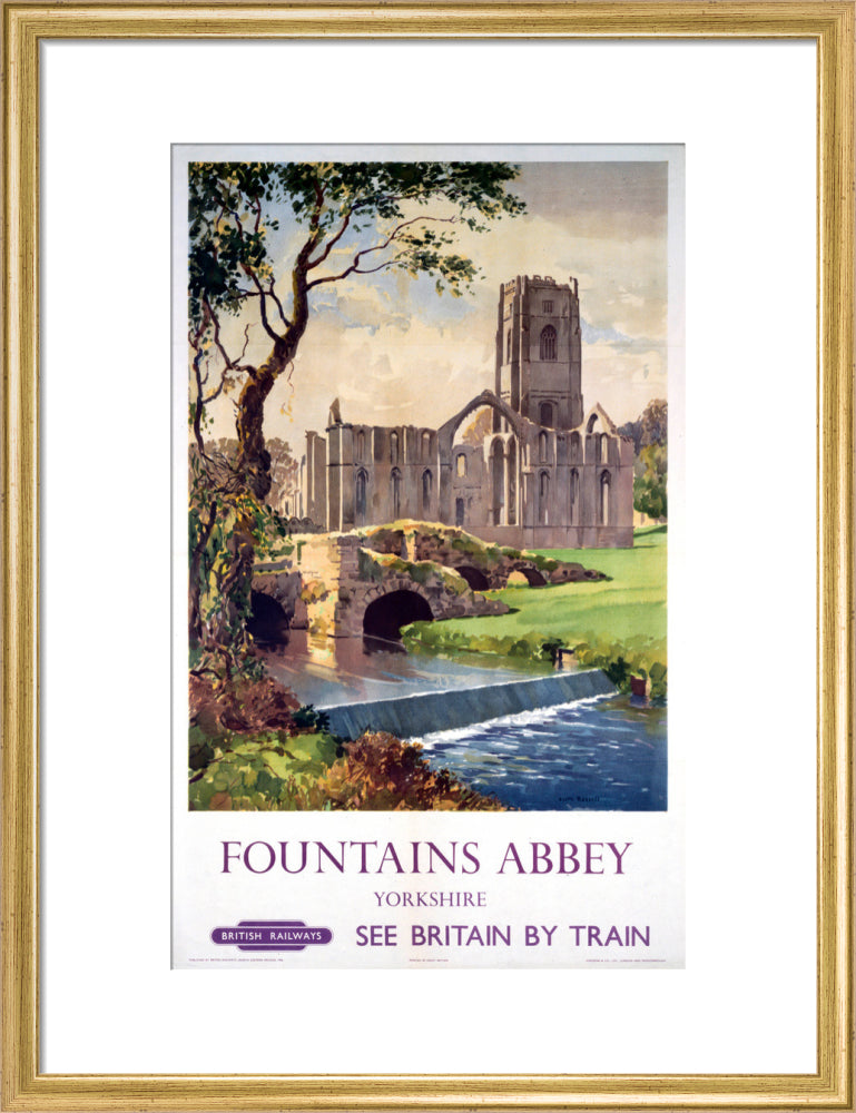 'Fountains Abbey, Yorkshire', BR (NER) poster, 1956. art print medium gold Art Print - Science Museum Shop