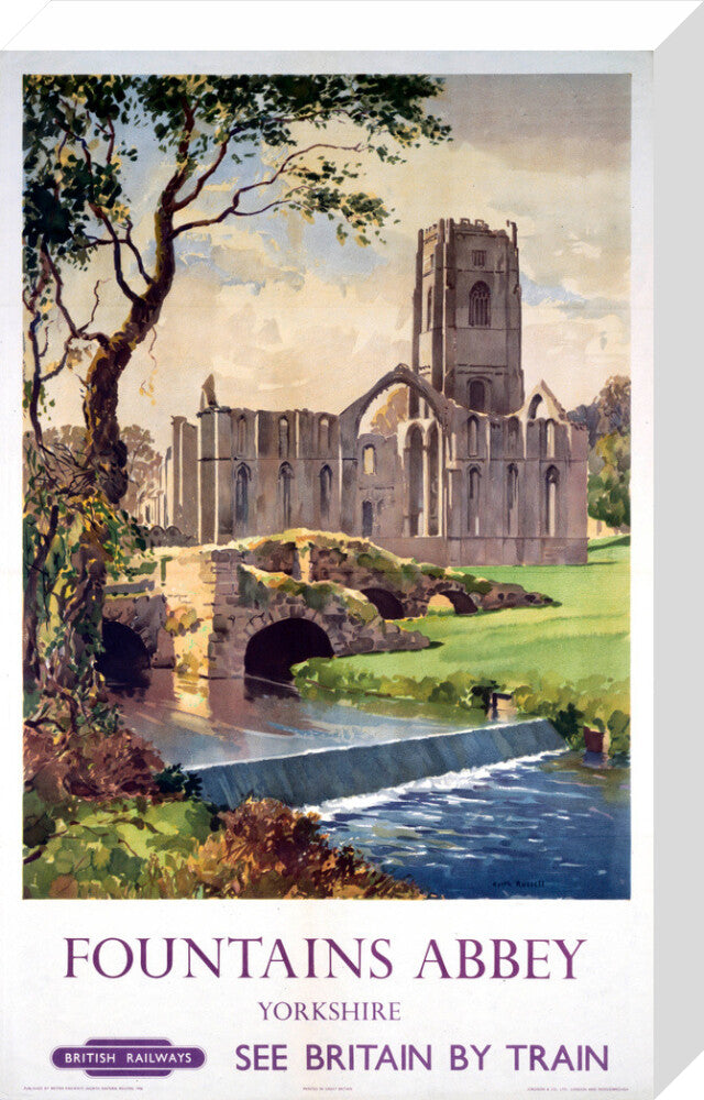 'Fountains Abbey, Yorkshire', BR (NER) poster, 1956. stretched canvas medium none Art Print - Science Museum Shop