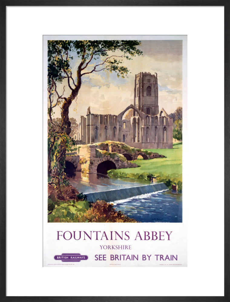 'Fountains Abbey, Yorkshire', BR (NER) poster, 1956. art print large black Art Print - Science Museum Shop