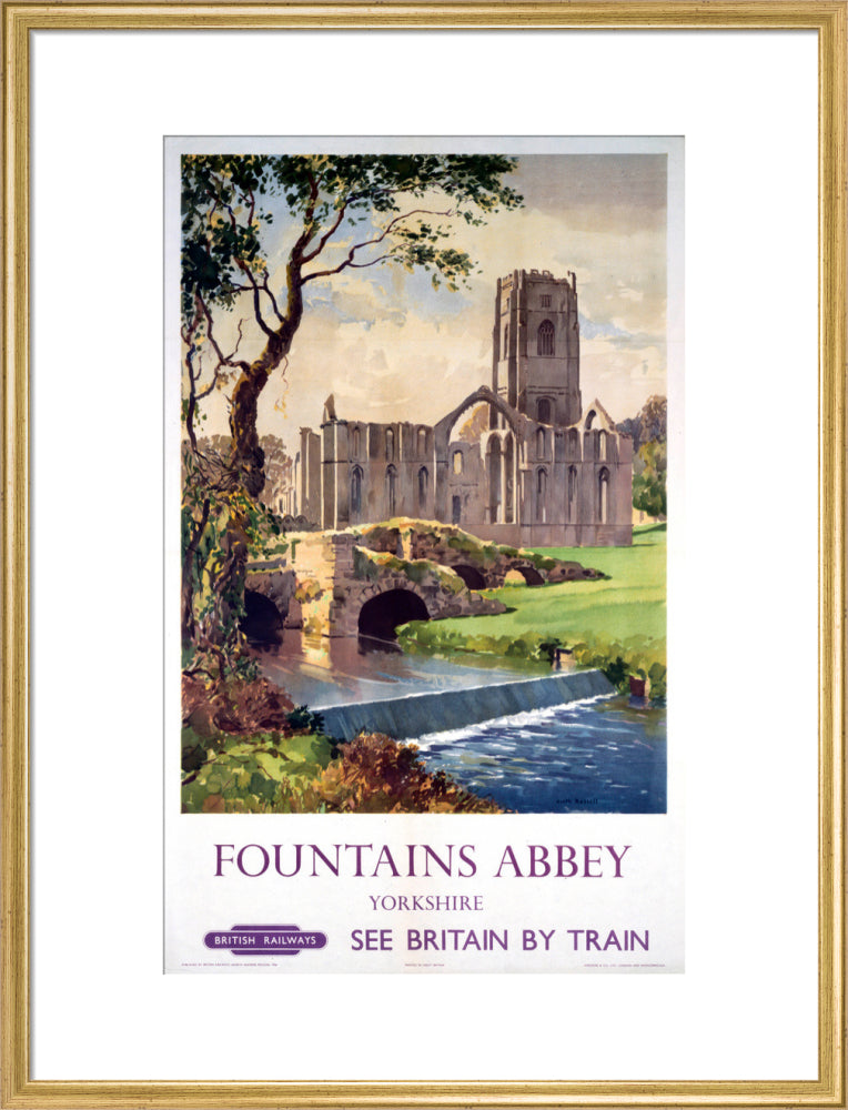 'Fountains Abbey, Yorkshire', BR (NER) poster, 1956. art print large gold Art Print - Science Museum Shop