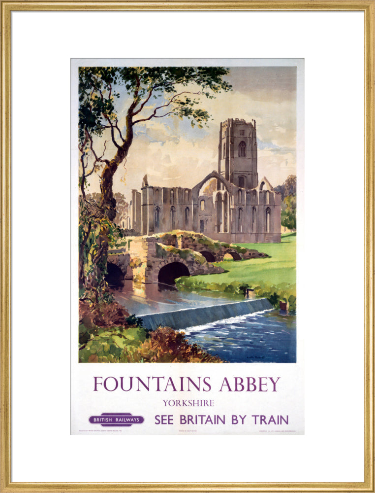 'Fountains Abbey, Yorkshire', BR (NER) poster, 1956. art print extra large gold Art Print - Science Museum Shop