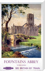 'Fountains Abbey, Yorkshire', BR (NER) poster, 1956. stretched canvas large none Art Print - Science Museum Shop