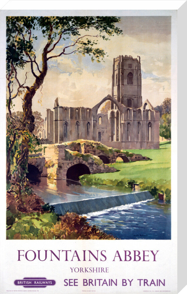 'Fountains Abbey, Yorkshire', BR (NER) poster, 1956. stretched canvas large none Art Print - Science Museum Shop
