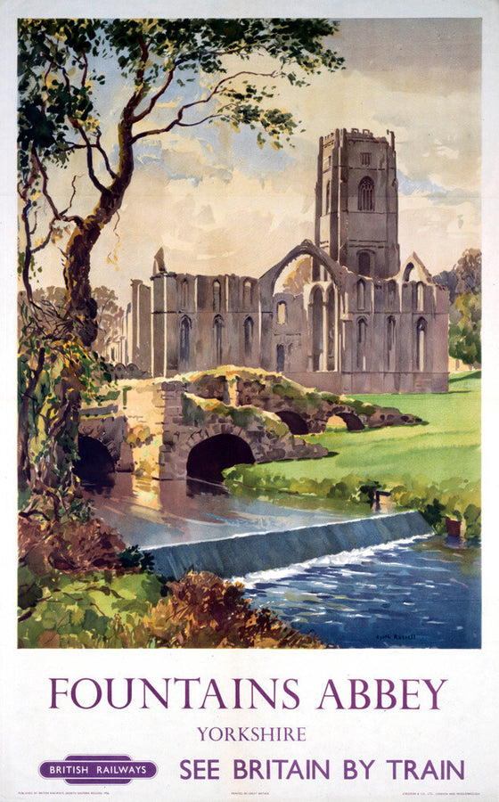 'Fountains Abbey, Yorkshire', BR (NER) poster, 1956. Art Print - Science Museum Shop