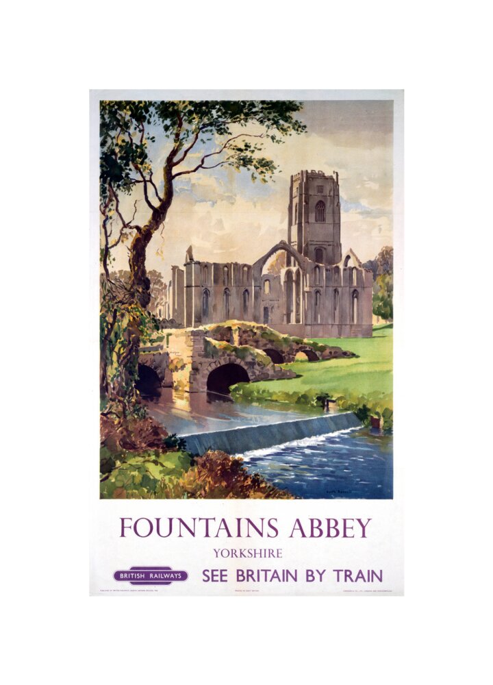 'Fountains Abbey, Yorkshire', BR (NER) poster, 1956. unstretched canvas small none Art Print - Science Museum Shop
