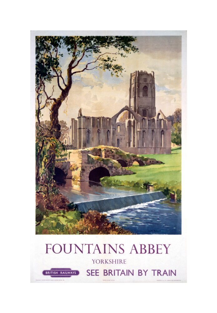 'Fountains Abbey, Yorkshire', BR (NER) poster, 1956. unstretched canvas medium none Art Print - Science Museum Shop
