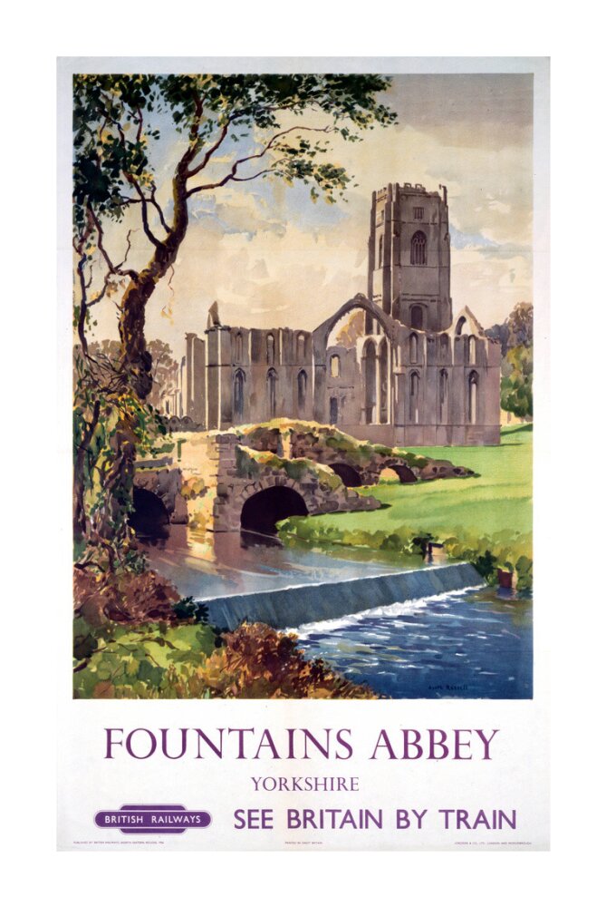 'Fountains Abbey, Yorkshire', BR (NER) poster, 1956. unstretched canvas extra large none Art Print - Science Museum Shop