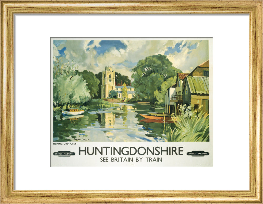 Hemingford Grey, Huntingdonshire, BR poster, c 1950s. art print small gold Art Print - Science Museum Shop